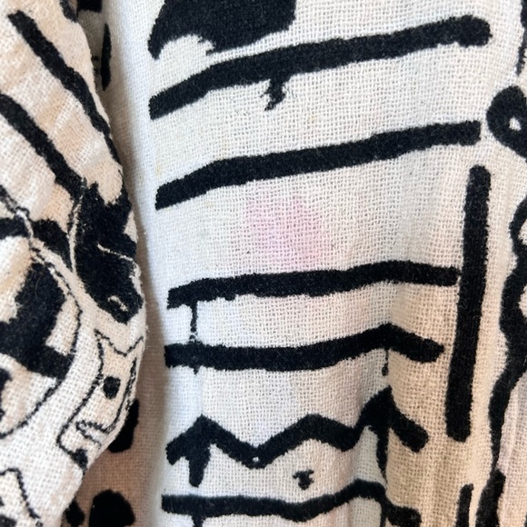 Ashro Black & White African Tribal Print Mudcloth Duster Jacket - Picture 8 of 14